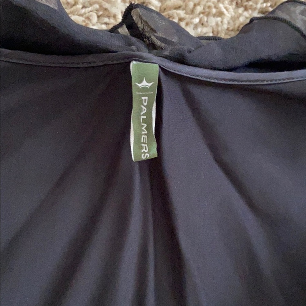 Black Palmers Ruffle Silk Satin Robe - Picture 5 of 7